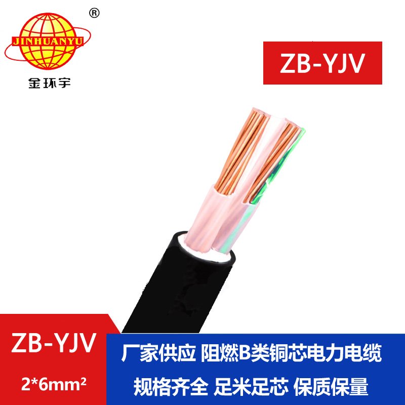 金环宇电缆 ZB-YJV 2X6平方 阻燃电缆yjv 深圳电力电