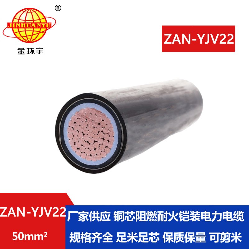 金环宇电缆 阻燃耐火电缆ZAN-YJV22-50平方 yjv22钢带铠装电力电缆