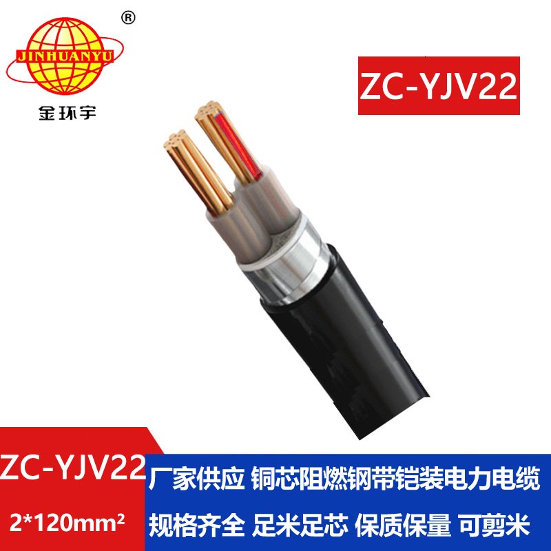 金环宇电缆 ZC-YJV22 2X120平方 交联阻燃电缆 钢带铠装电缆