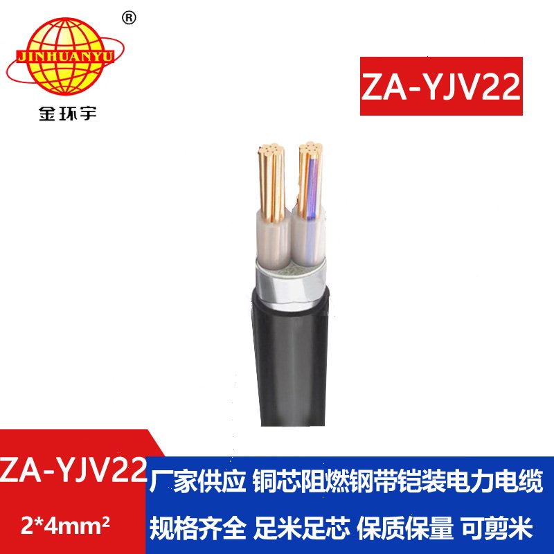 金环宇电缆 ZA-YJV22-2X4平方 阻燃铠装电力电缆 深圳电缆厂