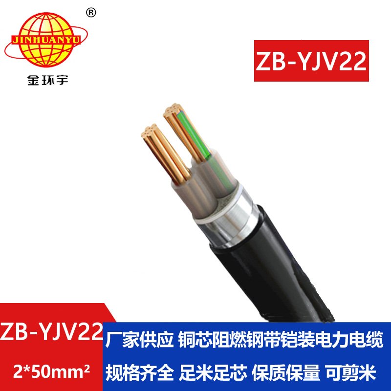 金环宇电缆 深圳钢带铠装电缆厂家 ZB-YJV22-2X50 阻